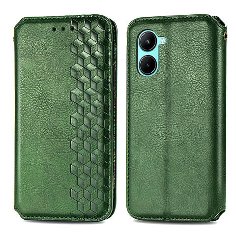 Coque Portefeuille Livre Cuir Etui Clapet S01D pour Realme C33 (2023) Vert