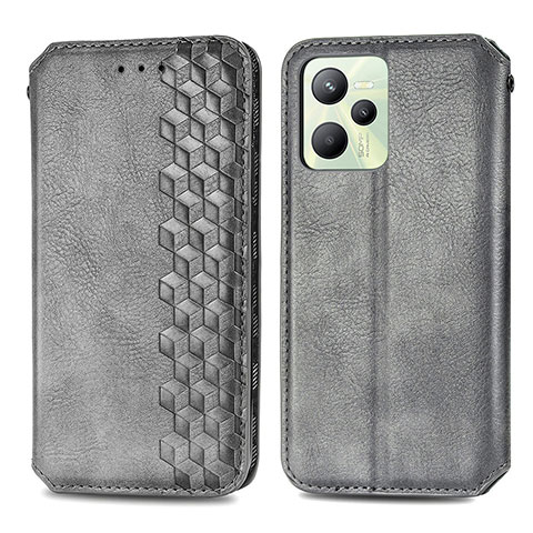 Coque Portefeuille Livre Cuir Etui Clapet S01D pour Realme C35 Gris