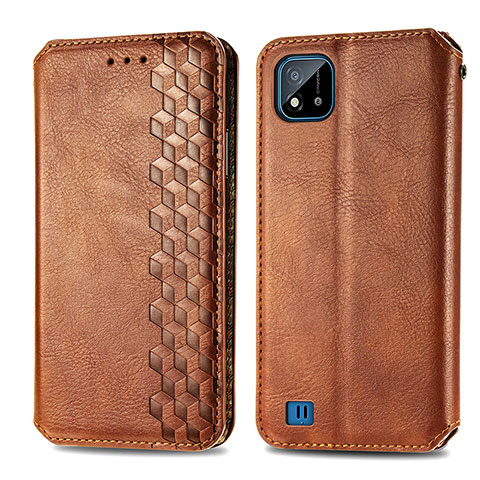 Coque Portefeuille Livre Cuir Etui Clapet S01D pour Realme Narzo 50i Marron