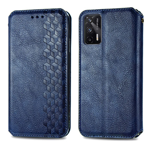 Coque Portefeuille Livre Cuir Etui Clapet S01D pour Realme Q3 Pro 5G Bleu