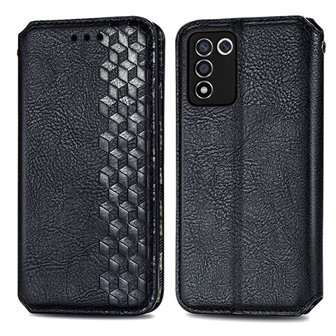 Coque Portefeuille Livre Cuir Etui Clapet S01D pour Realme Q3s 5G Noir