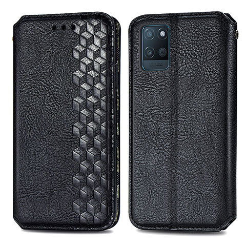 Coque Portefeuille Livre Cuir Etui Clapet S01D pour Realme V11s 5G Noir