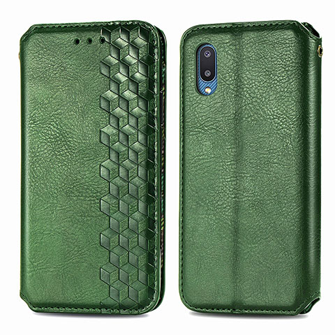 Coque Portefeuille Livre Cuir Etui Clapet S01D pour Samsung Galaxy A02 Vert