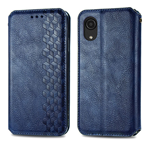 Coque Portefeuille Livre Cuir Etui Clapet S01D pour Samsung Galaxy A03 Core Bleu