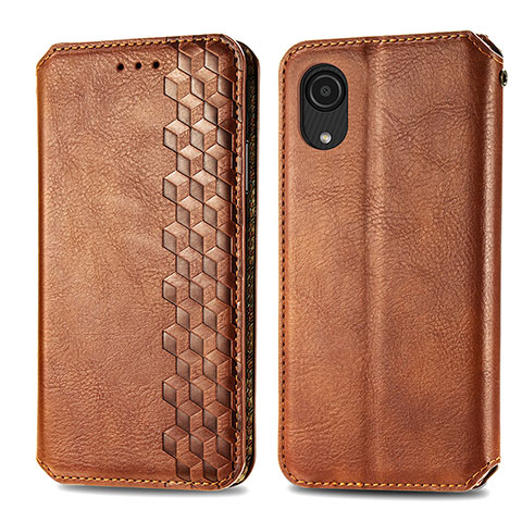 Coque Portefeuille Livre Cuir Etui Clapet S01D pour Samsung Galaxy A03 Core Marron