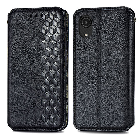 Coque Portefeuille Livre Cuir Etui Clapet S01D pour Samsung Galaxy A03 Core Noir