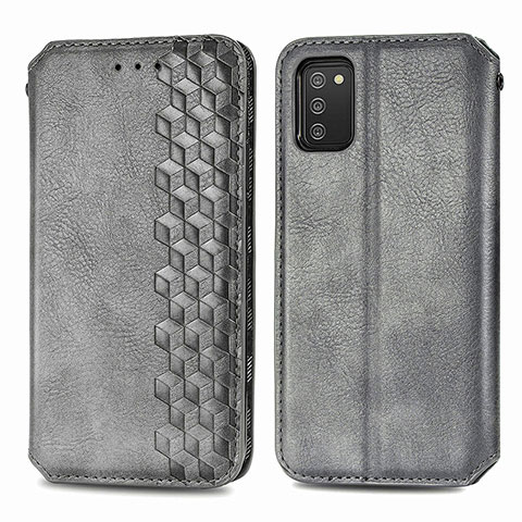 Coque Portefeuille Livre Cuir Etui Clapet S01D pour Samsung Galaxy A03s Gris