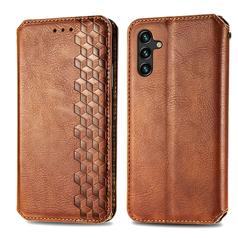 Coque Portefeuille Livre Cuir Etui Clapet S01D pour Samsung Galaxy A04s Marron