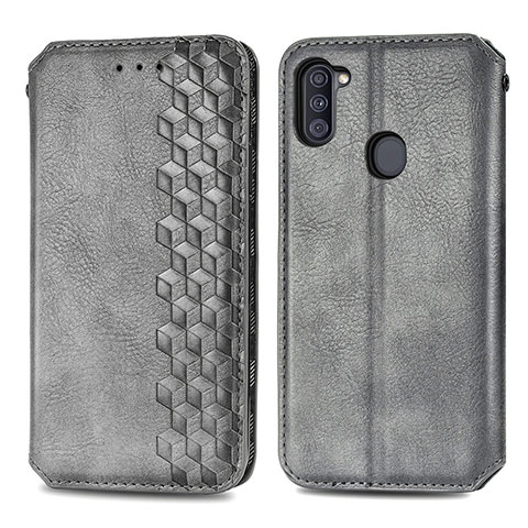 Coque Portefeuille Livre Cuir Etui Clapet S01D pour Samsung Galaxy A11 Gris