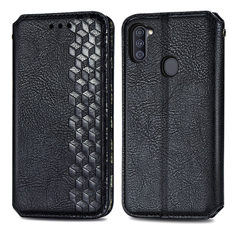 Coque Portefeuille Livre Cuir Etui Clapet S01D pour Samsung Galaxy A11 Noir