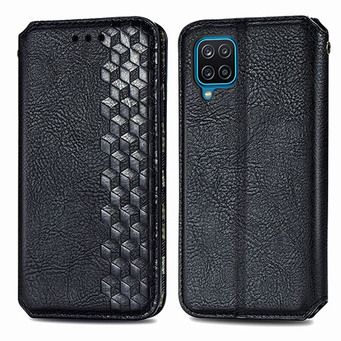 Coque Portefeuille Livre Cuir Etui Clapet S01D pour Samsung Galaxy A12 Nacho Noir