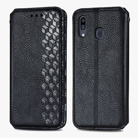 Coque Portefeuille Livre Cuir Etui Clapet S01D pour Samsung Galaxy A20 Noir