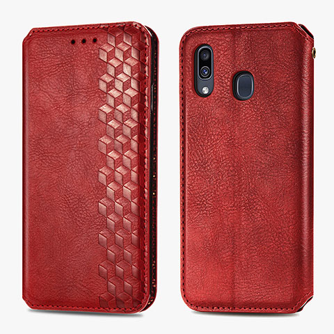 Coque Portefeuille Livre Cuir Etui Clapet S01D pour Samsung Galaxy A20 Rouge