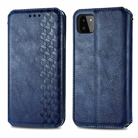 Coque Portefeuille Livre Cuir Etui Clapet S01D pour Samsung Galaxy A22 5G Bleu