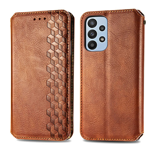 Coque Portefeuille Livre Cuir Etui Clapet S01D pour Samsung Galaxy A23 5G Marron