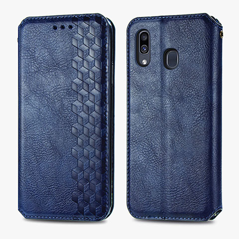 Coque Portefeuille Livre Cuir Etui Clapet S01D pour Samsung Galaxy A30 Bleu