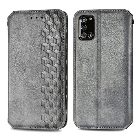 Coque Portefeuille Livre Cuir Etui Clapet S01D pour Samsung Galaxy A31 Gris