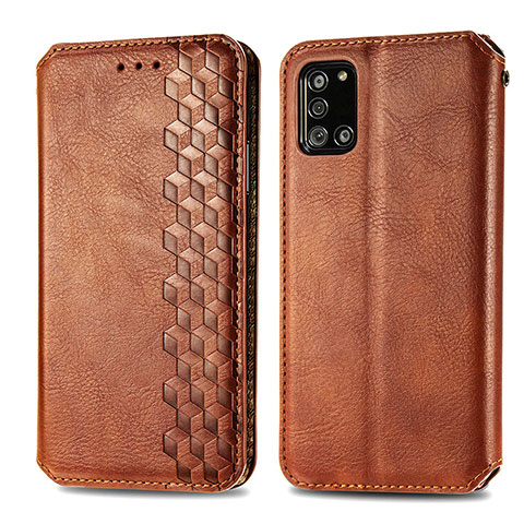 Coque Portefeuille Livre Cuir Etui Clapet S01D pour Samsung Galaxy A31 Marron