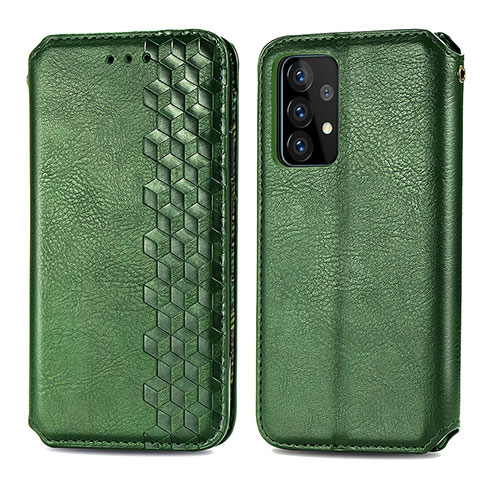 Coque Portefeuille Livre Cuir Etui Clapet S01D pour Samsung Galaxy A52 4G Vert