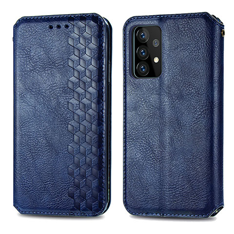 Coque Portefeuille Livre Cuir Etui Clapet S01D pour Samsung Galaxy A52 5G Bleu