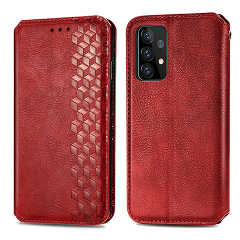 Coque Portefeuille Livre Cuir Etui Clapet S01D pour Samsung Galaxy A52 5G Rouge