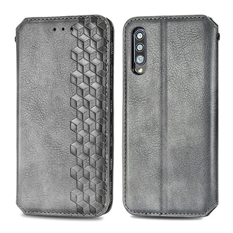 Coque Portefeuille Livre Cuir Etui Clapet S01D pour Samsung Galaxy A70 Gris