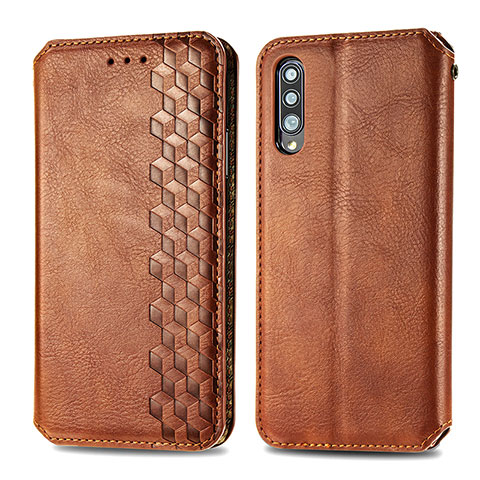 Coque Portefeuille Livre Cuir Etui Clapet S01D pour Samsung Galaxy A70 Marron