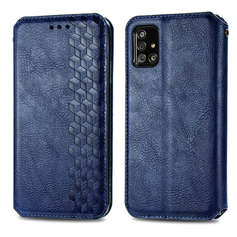 Coque Portefeuille Livre Cuir Etui Clapet S01D pour Samsung Galaxy A71 4G A715 Bleu