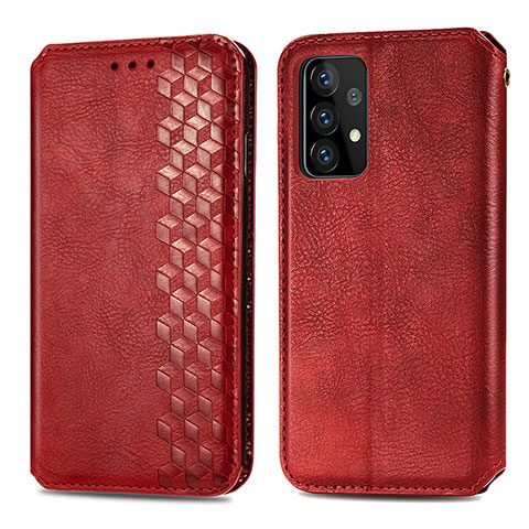 Coque Portefeuille Livre Cuir Etui Clapet S01D pour Samsung Galaxy A72 4G Rouge
