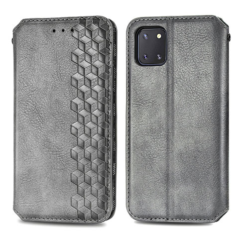 Coque Portefeuille Livre Cuir Etui Clapet S01D pour Samsung Galaxy A81 Gris