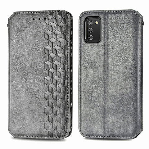 Coque Portefeuille Livre Cuir Etui Clapet S01D pour Samsung Galaxy F02S SM-E025F Gris