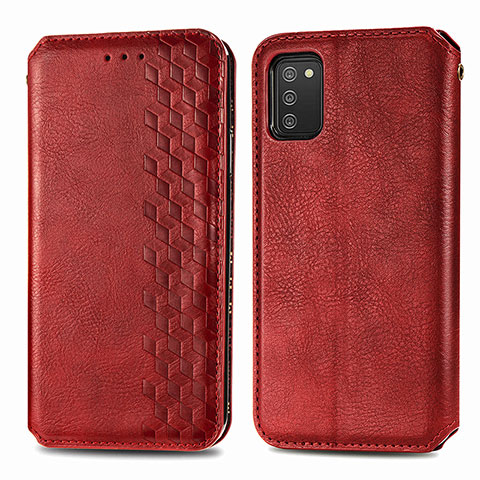 Coque Portefeuille Livre Cuir Etui Clapet S01D pour Samsung Galaxy F02S SM-E025F Rouge