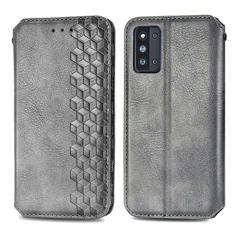 Coque Portefeuille Livre Cuir Etui Clapet S01D pour Samsung Galaxy F52 5G Gris