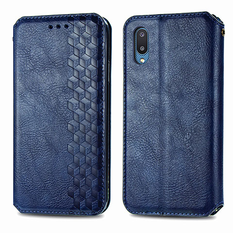 Coque Portefeuille Livre Cuir Etui Clapet S01D pour Samsung Galaxy M02 Bleu