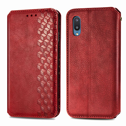 Coque Portefeuille Livre Cuir Etui Clapet S01D pour Samsung Galaxy M02 Rouge