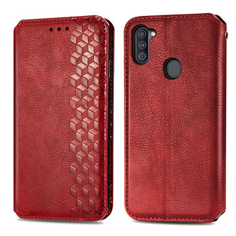 Coque Portefeuille Livre Cuir Etui Clapet S01D pour Samsung Galaxy M11 Rouge