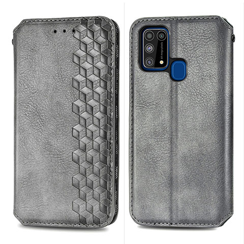 Coque Portefeuille Livre Cuir Etui Clapet S01D pour Samsung Galaxy M21s Gris