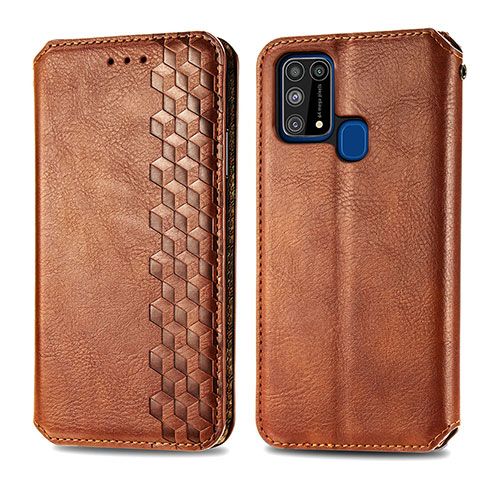 Coque Portefeuille Livre Cuir Etui Clapet S01D pour Samsung Galaxy M21s Marron