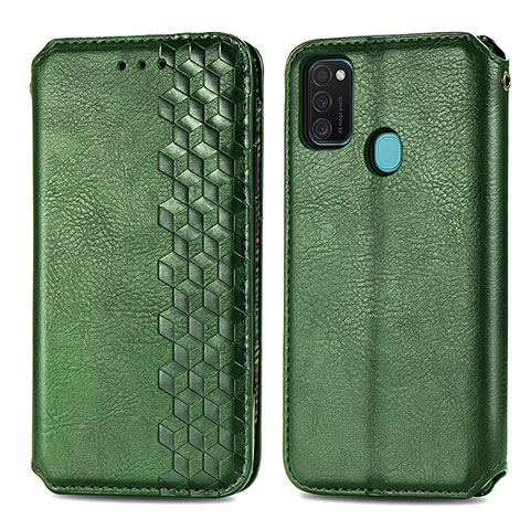 Coque Portefeuille Livre Cuir Etui Clapet S01D pour Samsung Galaxy M30s Vert