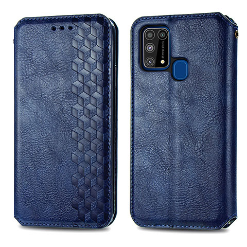 Coque Portefeuille Livre Cuir Etui Clapet S01D pour Samsung Galaxy M31 Bleu