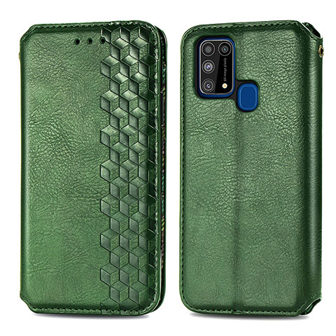 Coque Portefeuille Livre Cuir Etui Clapet S01D pour Samsung Galaxy M31 Prime Edition Vert