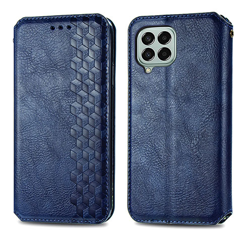 Coque Portefeuille Livre Cuir Etui Clapet S01D pour Samsung Galaxy M33 5G Bleu