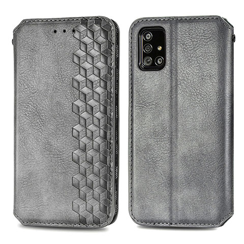 Coque Portefeuille Livre Cuir Etui Clapet S01D pour Samsung Galaxy M40S Gris