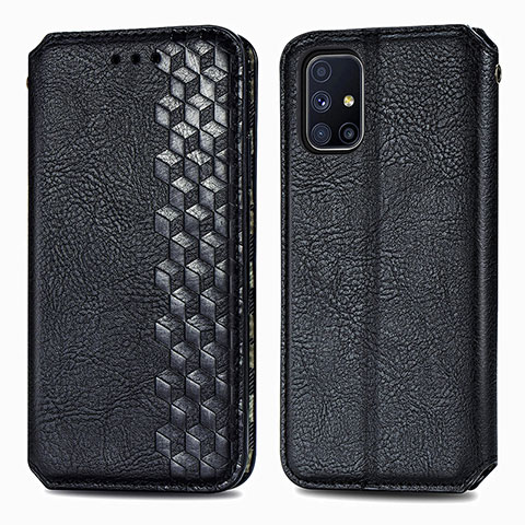 Coque Portefeuille Livre Cuir Etui Clapet S01D pour Samsung Galaxy M51 Noir