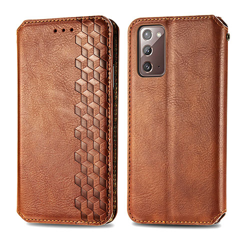 Coque Portefeuille Livre Cuir Etui Clapet S01D pour Samsung Galaxy Note 20 5G Marron