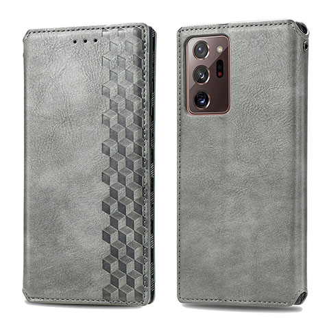 Coque Portefeuille Livre Cuir Etui Clapet S01D pour Samsung Galaxy Note 20 Ultra 5G Gris