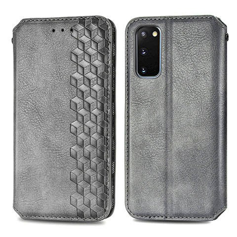 Coque Portefeuille Livre Cuir Etui Clapet S01D pour Samsung Galaxy S20 5G Gris