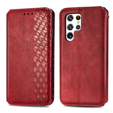 Coque Portefeuille Livre Cuir Etui Clapet S01D pour Samsung Galaxy S21 Ultra 5G Rouge