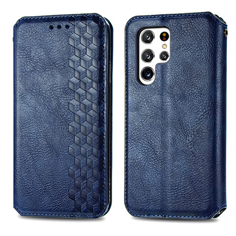 Coque Portefeuille Livre Cuir Etui Clapet S01D pour Samsung Galaxy S24 Ultra 5G Bleu