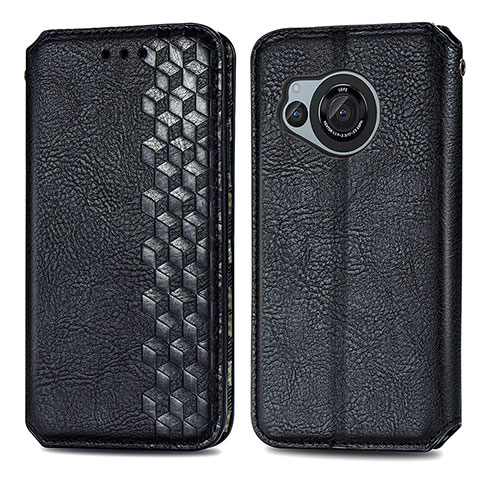 Coque Portefeuille Livre Cuir Etui Clapet S01D pour Sharp Aquos R8 Noir